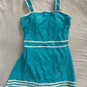 Blue and White Striped Dress